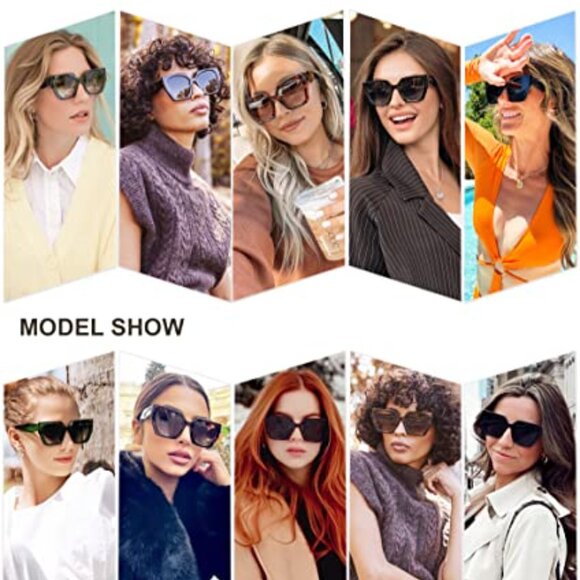 Large Oversized Polarized Sunglasses Square Cateye Style UV400 Protection main image 4